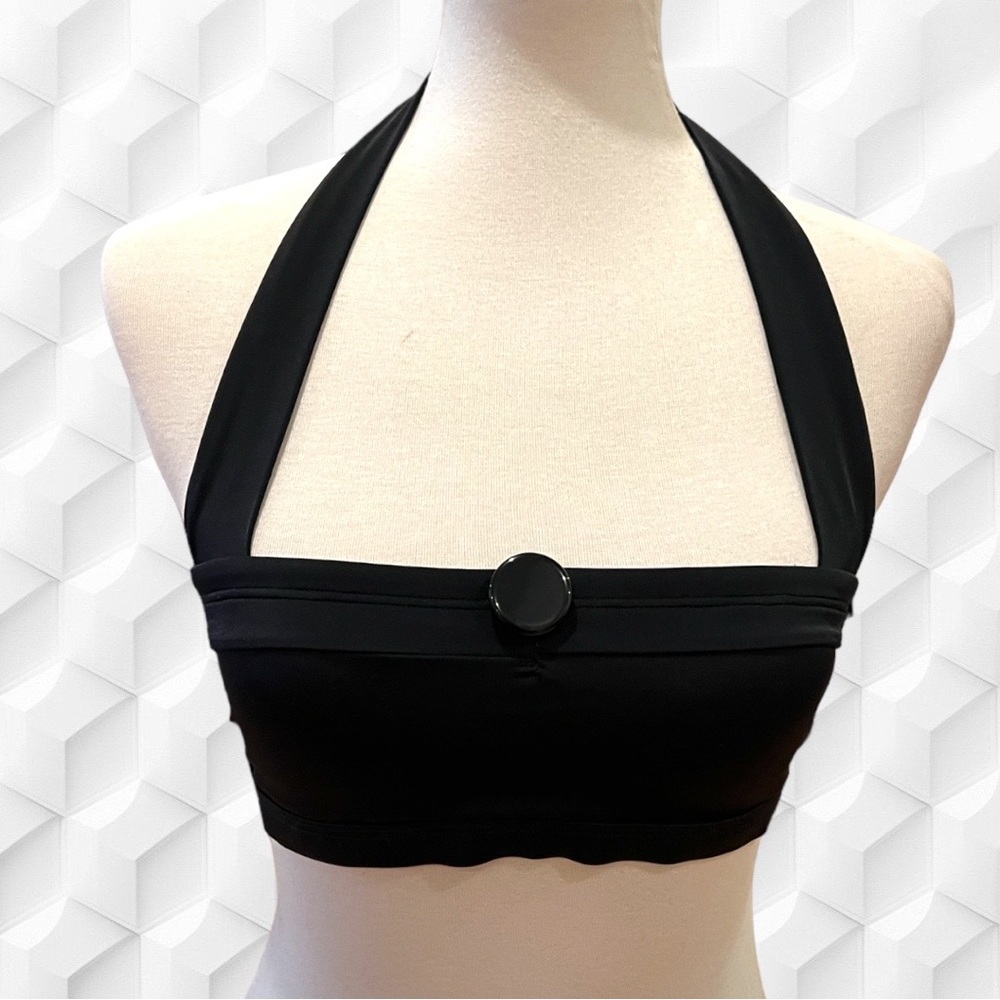 Boden like new black bikini top with oversized button accent Sz 32